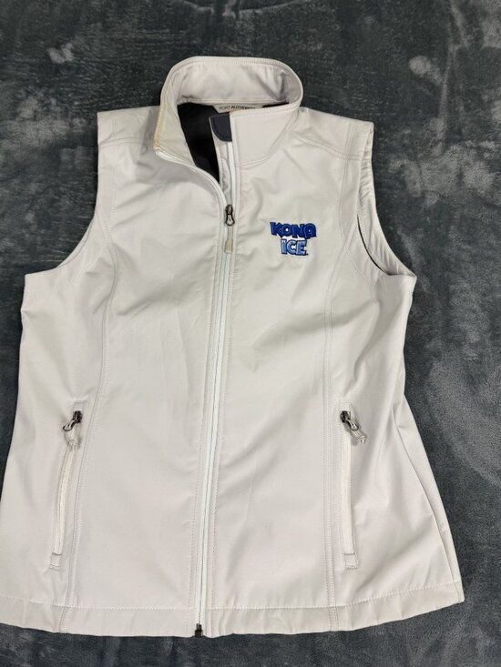 Port Authority Jackets & Blazers - Port Authority Womens White Kona Ice Logo Soft Shell Full Zip Vest Size L